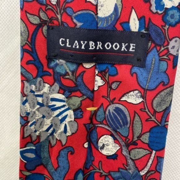 Vintage ClayBrooke men’s neck tie pink and blue 100% silk Made in USA - Picture 4 of 8